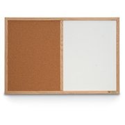 UNITED VISUAL PRODUCTS Wood Combo Board, 72"x48", Light Oak/White Porcelain & Pumice UVDECORK7248OAK-LTOAK-WHTPORC-PUMICE